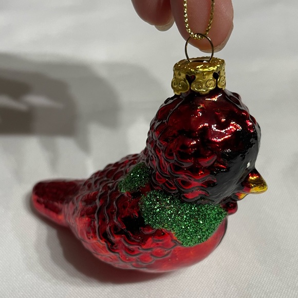 3” glass Red Robin Christmas tree ornament excellent condition - Picture 1 of 8